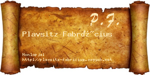 Plavsitz Fabrícius névjegykártya